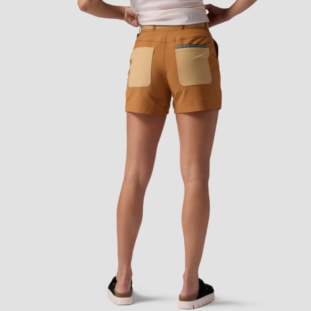Stoic Women's Wander Shorts Hiking Climbing Travel Tan Sz 4